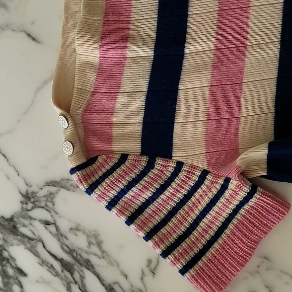 CHANEL 100% cashmere  Pink and Blue Striped Sweater - Picture 2 of 5